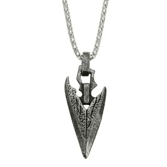 Antique Stainless Steel Arrowhead Dagger Pendant Necklace - Picture 1 of 6
